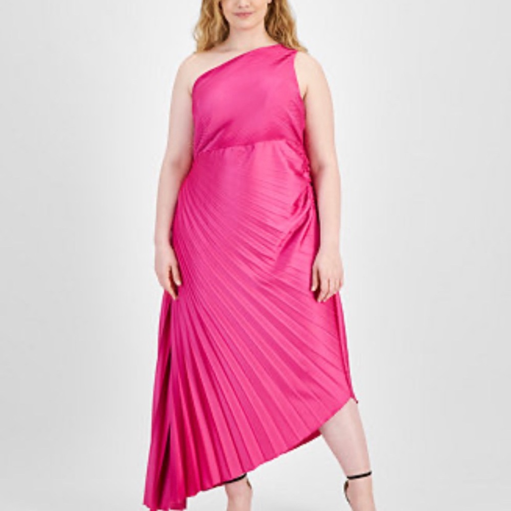 B Darlin Vibrant Pink Asymmetrical Dress